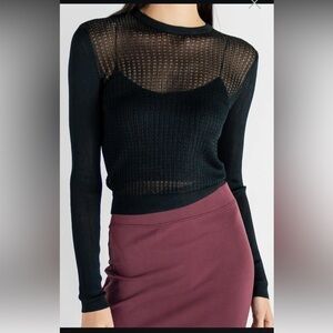 Free People H20 Crew Pullover Top Sweater Black S